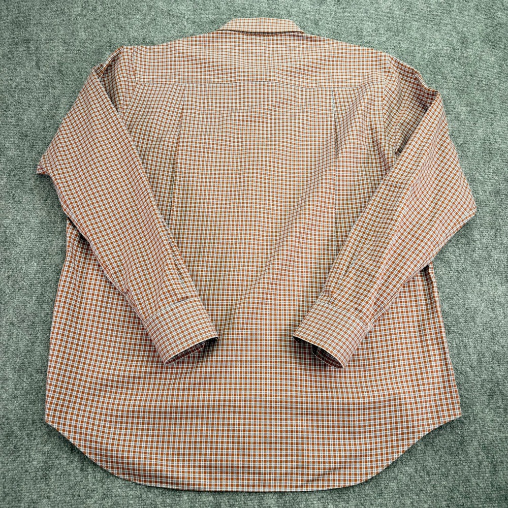 David Donahue Shirt Mens XL Orange Blue Plaid Cotton Long Sleeve Button Up - Picture 14 of 15